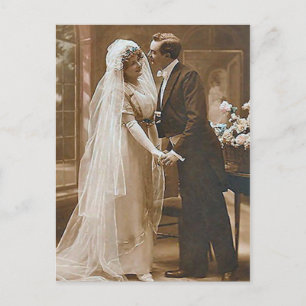 Carte Postale Vintage Antique Romantique Mariée et Groom Photos
