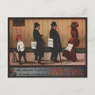 Carte Postale Vintage April Fool's Day Sign On Back Dog