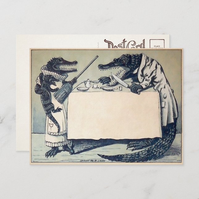 Carte postale vintage Argument Crocodiles (Devant / Derrière)