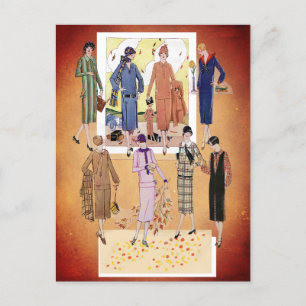 Carte Postale Vintage Automne Jazz Age modes
