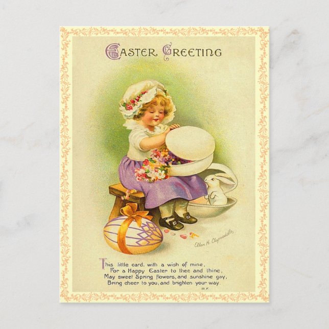 Carte postale vintage aux oeufs de Pâques (Devant)