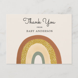 Carte postale vintage Baby shower Rainbow Merci