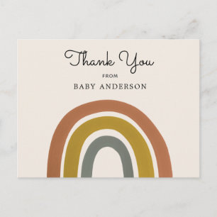Carte postale vintage Baby shower Rainbow Merci