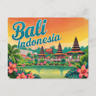 Carte Postale Vintage Bali, Indonésie