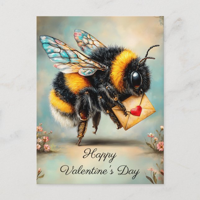 Carte Postale Vintage Bee Love Messenger (Devant)