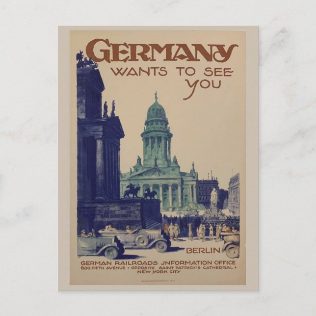 Carte Postale Vintage Berlin Allemagne Tourisme (Devant)