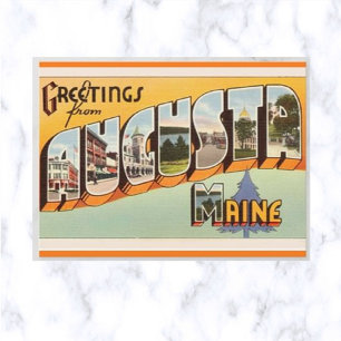 Carte postale vintage Big Letter Augusta Maine