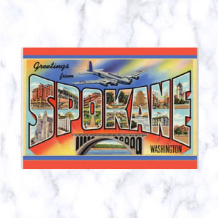 Carte postale vintage Big Letter Spokane Washingto