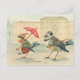 Carte postale vintage Bird Couple Si Mignonne