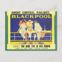 Vintage, Blackpool, Angleterre, affiche du chemin 