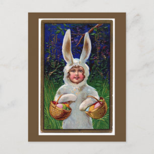 Carte postale vintage Blanc Bunny Suit Pâques