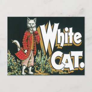 Carte Postale Vintage blanc Cat Cigar Étiquette Art