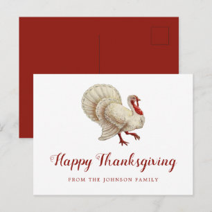Carte Postale Vintage Blanc Turquie Bon thanksgiving Salutations