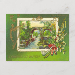 Carte Postale Vintage Bridge Pipe Harp of Erin St Patrick's Day