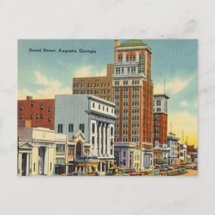 Carte Postale Vintage, Broad Street, Augusta, Géorgie