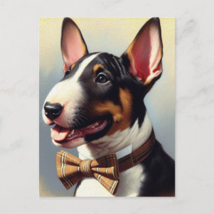 Carte Postale Vintage Bull Terrier Peinture Portrait