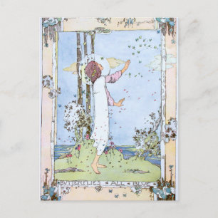 Carte Postale Vintage "Butterflies All Blue" par Jessie M. King