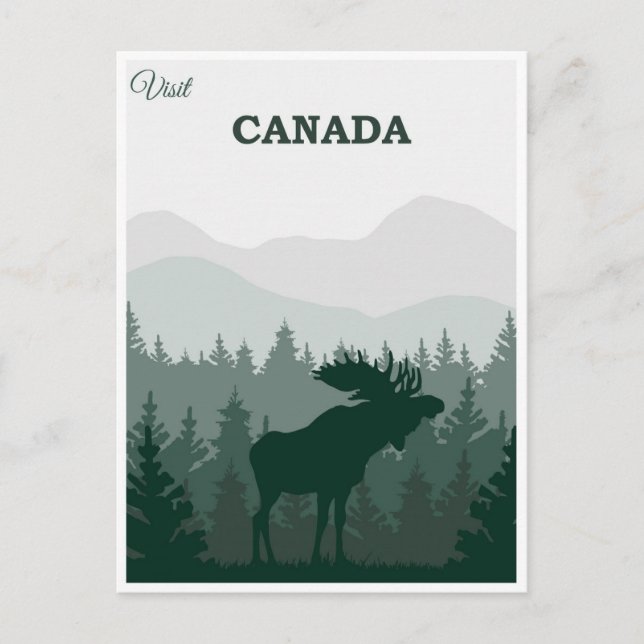 Carte Postale Vintage Canada Nature Moose Travel (Devant)