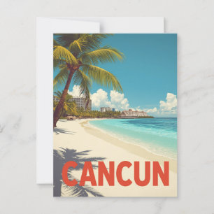Carte Postale Vintage Cancun Mexico Beach Travel