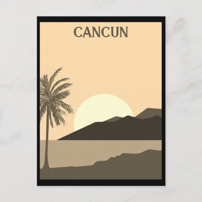 Carte Postale Vintage Cancun Mexique Tropical Beach Travel (Devant)