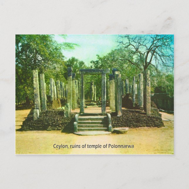 Carte Postale Vintage, Ceylan, ruines du temple de Polonnarwa (Devant)