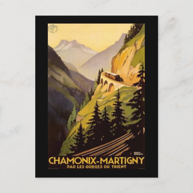 Carte Postale Vintage Chamonix-Martigny Travel (Devant)