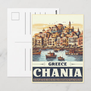 Carte Postale Vintage Chania Ville créte grèce vacances