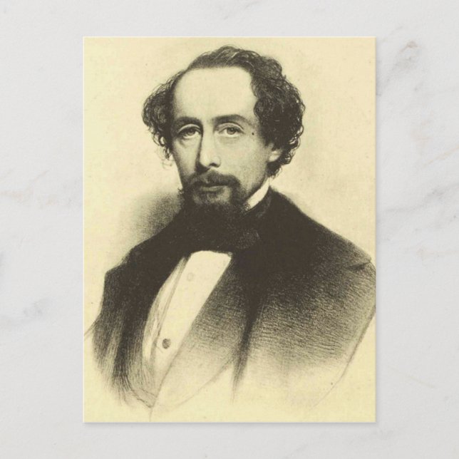 Carte Postale Vintage Charles Dickens Portrait (Devant)