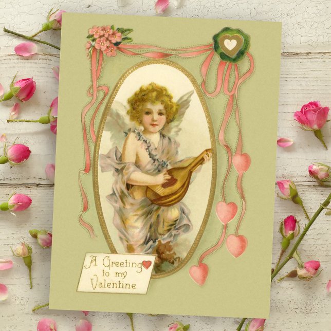 Carte postale vintage Cherub Valentine (Créateur téléchargé)