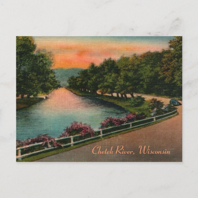Carte postale vintage Chetek River Wisconsin (Devant)