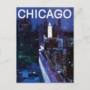 Carte Postale Vintage Chicago City Streets Travel