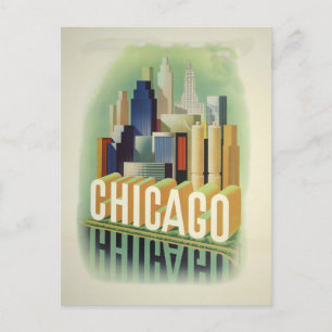 Carte Postale Vintage Chicago Travel