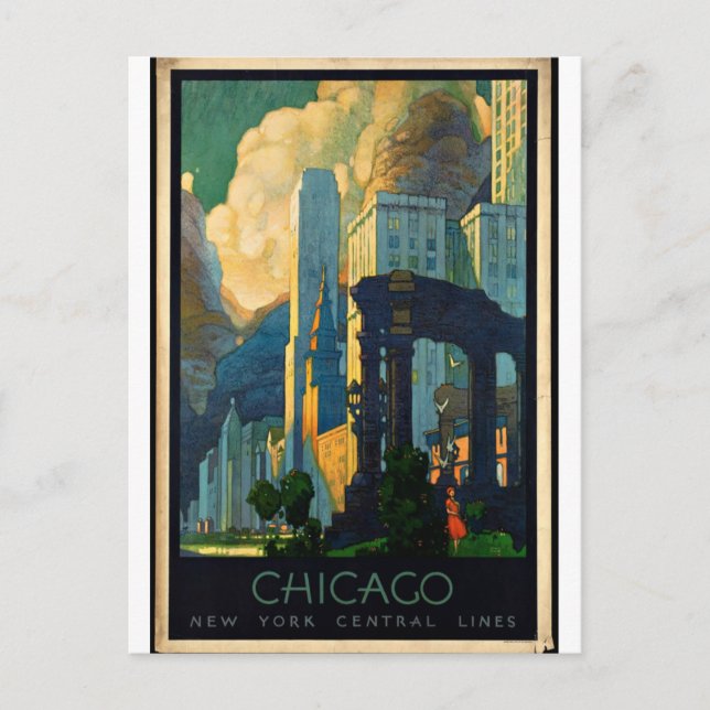 Carte Postale Vintage - Chicago Travel Poster (Devant)