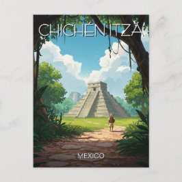Carte Postale Vintage Chichen Itza Mexico Travel