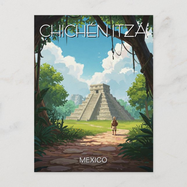 Carte Postale Vintage Chichen Itza Mexico Travel (Devant)
