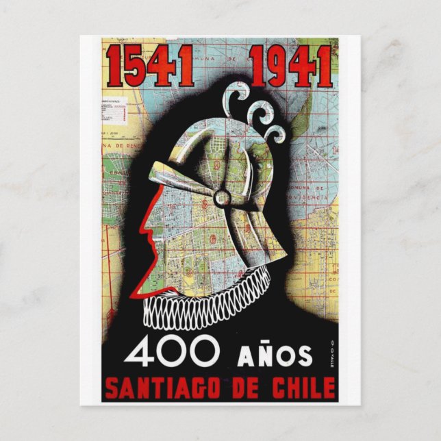 Carte Postale Vintage Chili Santiago Voyage (Devant)