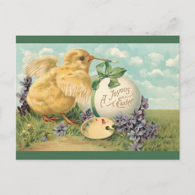 Carte Postale Vintage Chocs Avec Palette De Peinture Pâques (Devant)