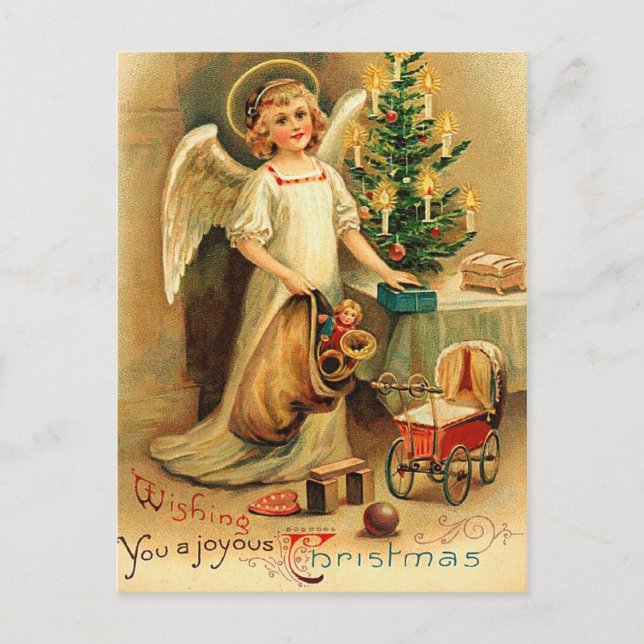 Carte postale Vintage Christmas Cherub (Devant)