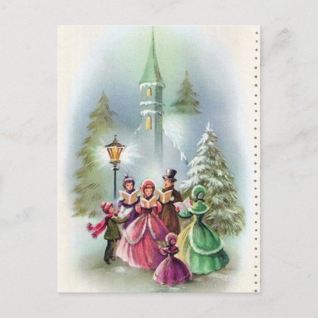 Carte postale Vintage Christmas Church Carolers (Devant)