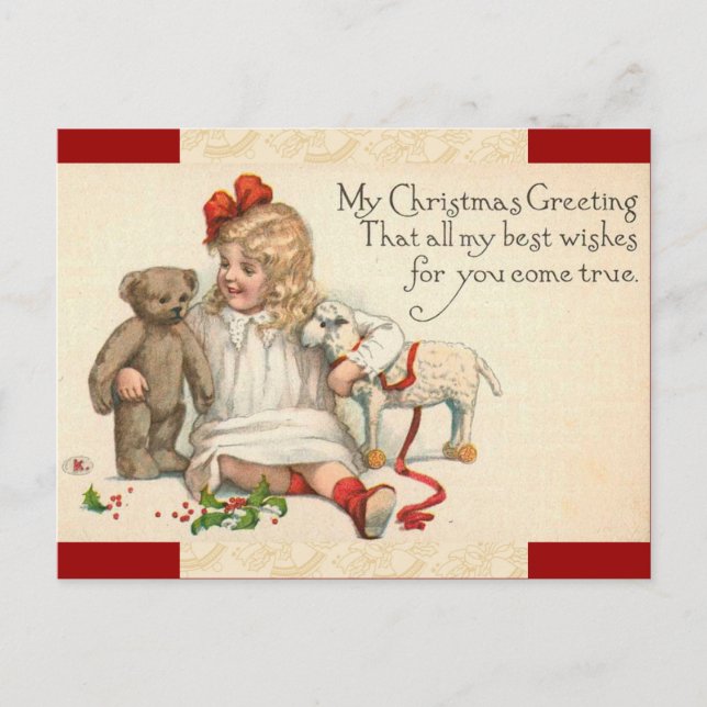 Carte postale Vintage Christmas Girl (Devant)
