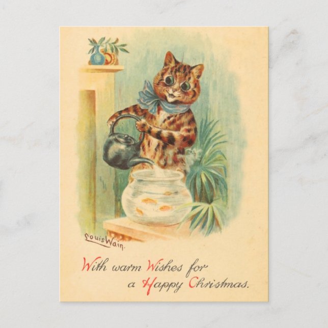 Carte postale Vintage Christmas Kitten (Devant)