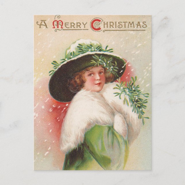 Carte postale Vintage Christmas Lady (Devant)