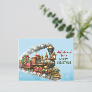 Carte postale Vintage Christmas Locomotive Train