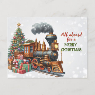 Carte postale Vintage Christmas Locomotive Train