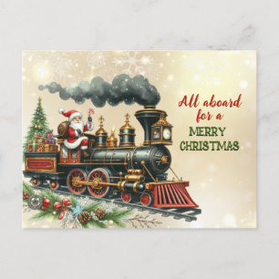Carte postale Vintage Christmas Locomotive Train