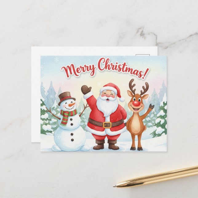 Carte Postale Vintage Christmas Postcard (Devant/Arrière en situation)