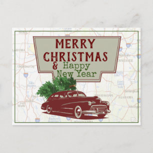 Carte Postale Vintage Christmas Road Trip