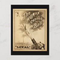 Vintage Circus Poster Human Canon Ball 1879