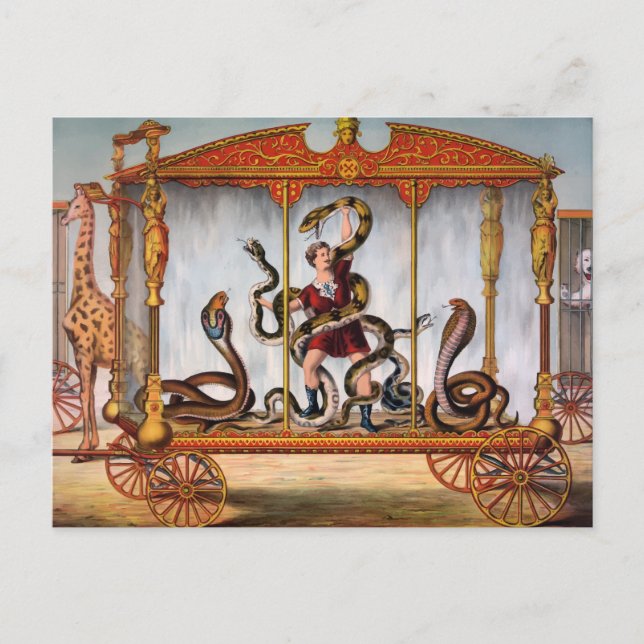 Carte Postale Vintage Circus Snake Handler (Devant)