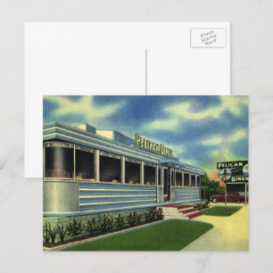 Carte Postale Vintage Classic les années 50 Retro Restaurant Pél